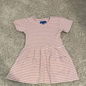 Pink and White Striped toddler girl dress